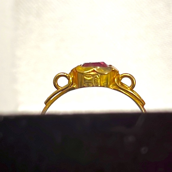 1AR UnoAerre UnoAR Italy 750 18K Gold Pink Stone Ring Size 7 - Picture 6 of 7